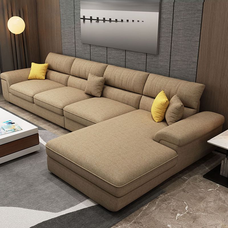 L-Shape Pillowed Back Cushions Sectional Faux Leather/Cottom Blend Sofa and Chaise
