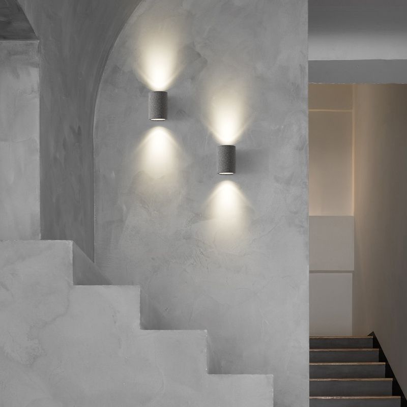 Cylindrical Cement Wall Washer Sconce Nordic Style Hallway Wall Light Fixture