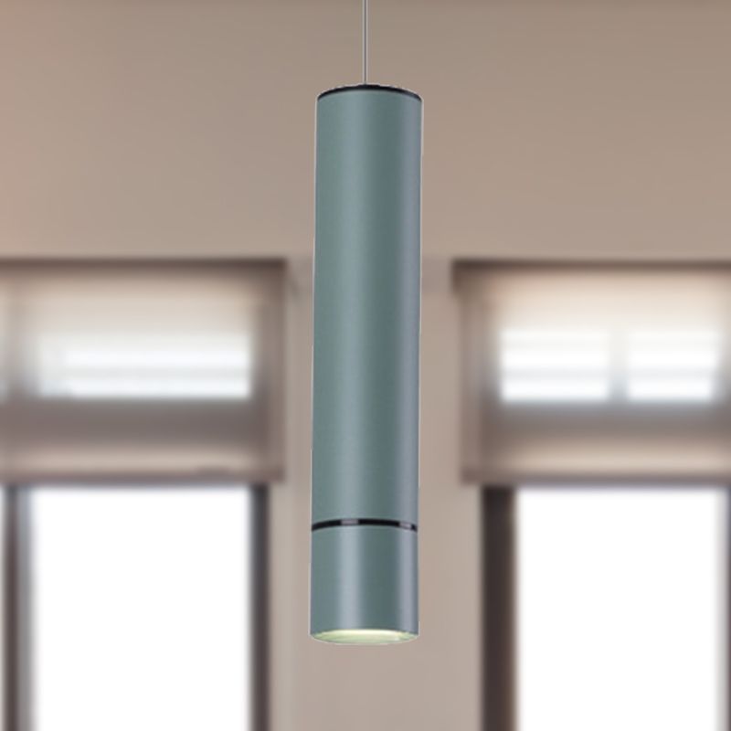 Nordic 1 Light Suspension Light with Metal Shade Pink/Blue/Green Pipe Ceiling Pendant Light in White/Warm/Natural Light