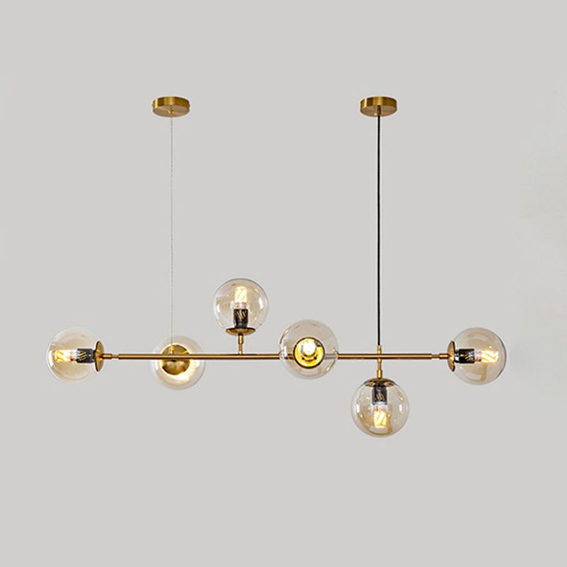 Simple Dining Chandelier Lamp Dining Room Round Glass Shade Ceiling Hanging Light