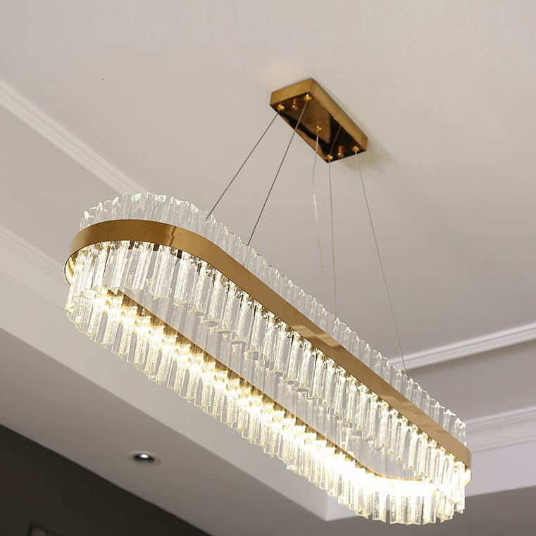 Postmodern Simplicity Round Pendant Chandelier Crystal Hanging Light Fixture for Living Room