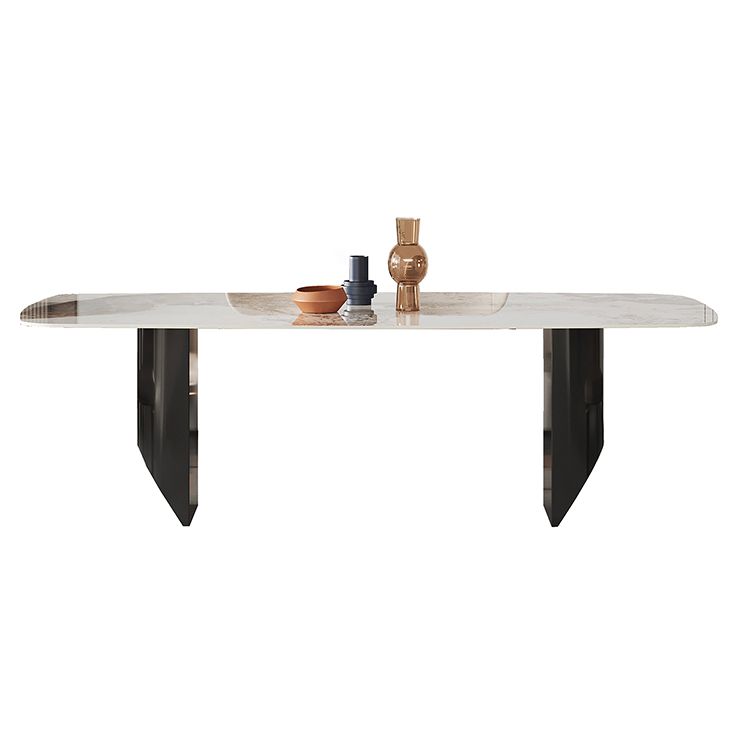 Metalen moderne rechthoekige binnentafel Gesinterde stenen tafel voor eetkamer