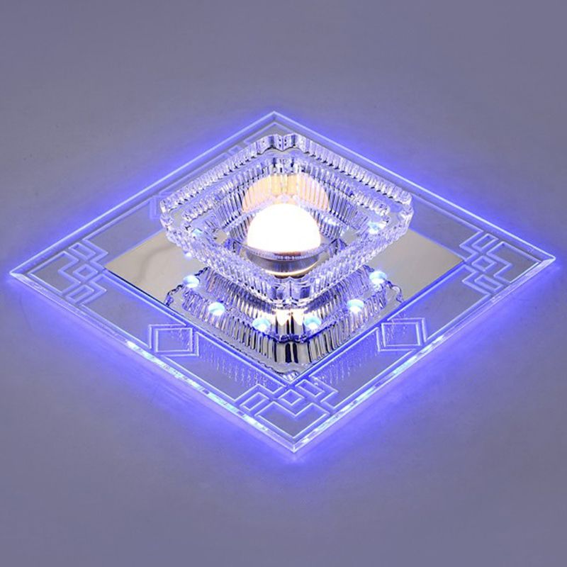 Crystal Squared LED Flush Mount Modern Clear Flushmount Ceiling Light for Entryway