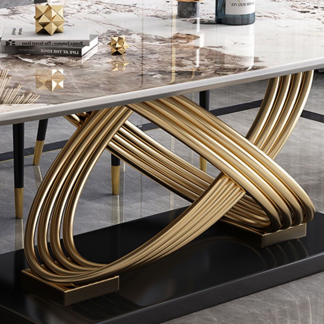 Rectangle Pedestal Dining Site Table Stone Dining Room Collection for Home