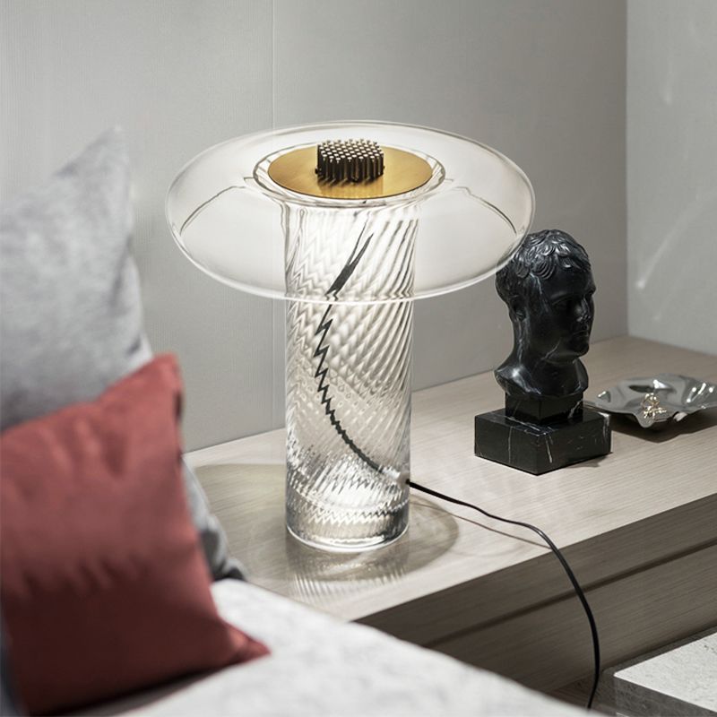 Éclairage de tâche ombragé contemporain Verre transparent 1 Bulbe Salon Small Desk Lampe