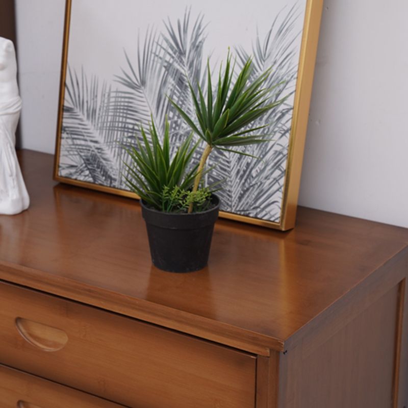 Mid Century Modern  Rectangle Cabinet Brown Accent Cabinet with Doors in Solid Wood