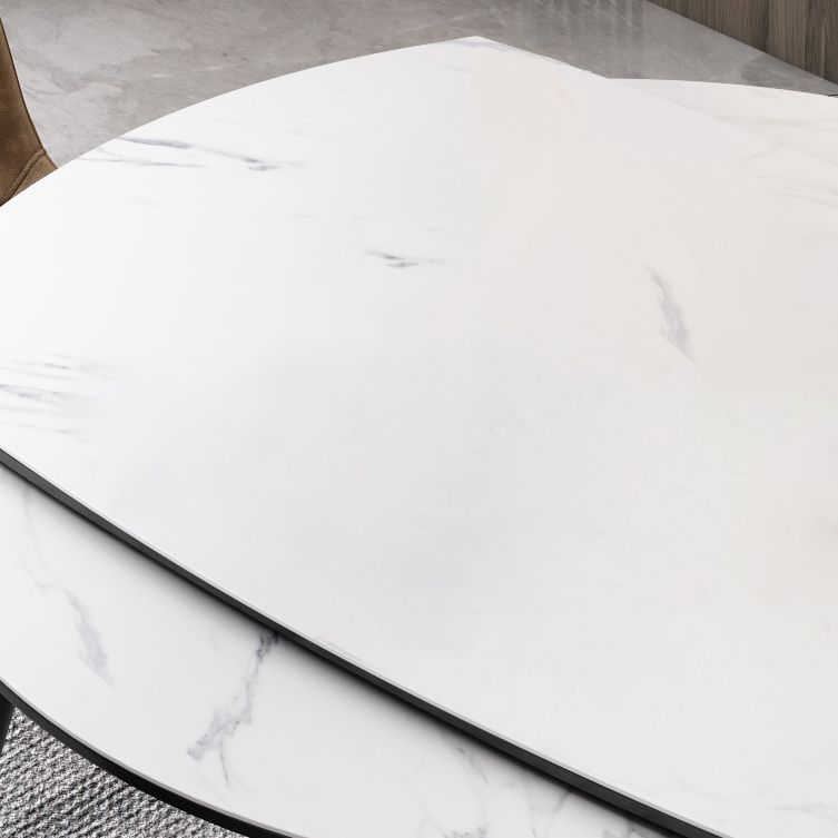 Eigentijdse uitschuifbare gesinterde stenen tafel, ronde vorm, standaard eettafel voor keuken