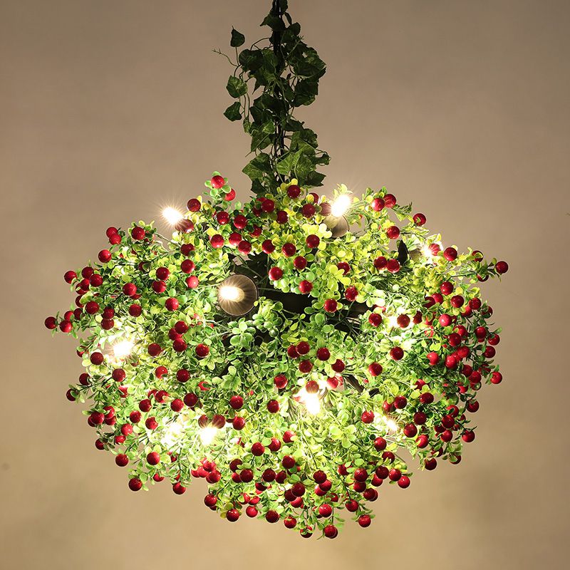 Iluminación de lámpara de lámpara verde de 13 cabezas Vintage Metal Sputnik Luz de techo de techo con decoración de plantas