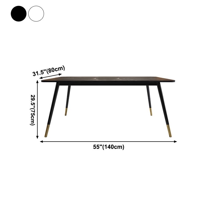 Mesa de comedor rectangular industrial de metal Mesa de comedor de piedra sinterizada con patas de metal