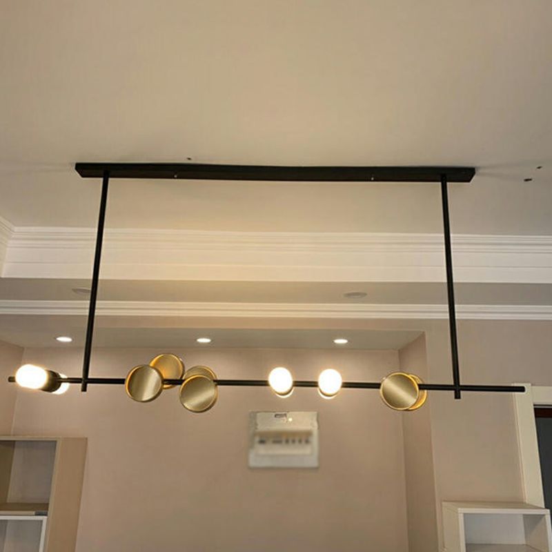 Contemporary Hanging Light Metal Island Light Fixture in Black and Gold for Dining Room