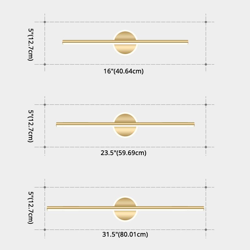 Lampade per vanità per bagno lineare in stile Luxury Mid-secolo Lampadele per vanità in metallo con finitura oro in oro