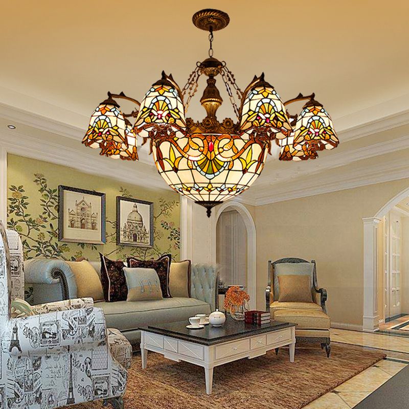 Sputnik Pendante en fer forgé dans Tiffany Creative Style Glass Sanging Lamping for Dining Room
