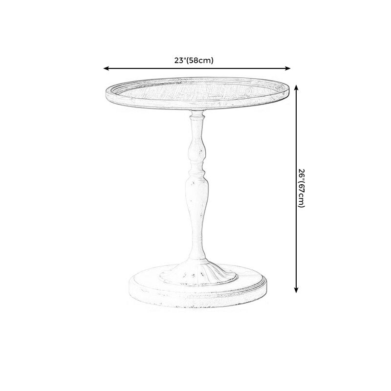 Pedestal Side Table Wood Round Side End Table- Distressed Surface Treatment