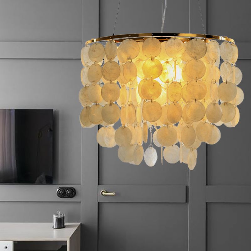 15 "/19.5" /27.5 "dia gelaagde kroonluchter hanglamp moderne schaal 4 lichten witte hangende hanglamp