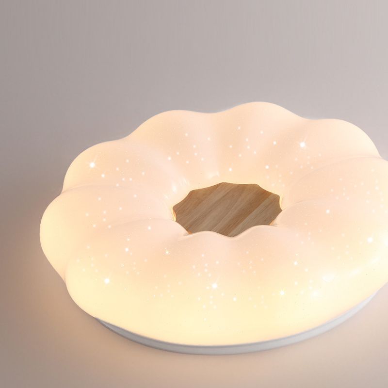 LED Ceiling Light Wooden Ceiling Mount Light with Acrylic Shade for Living Room
