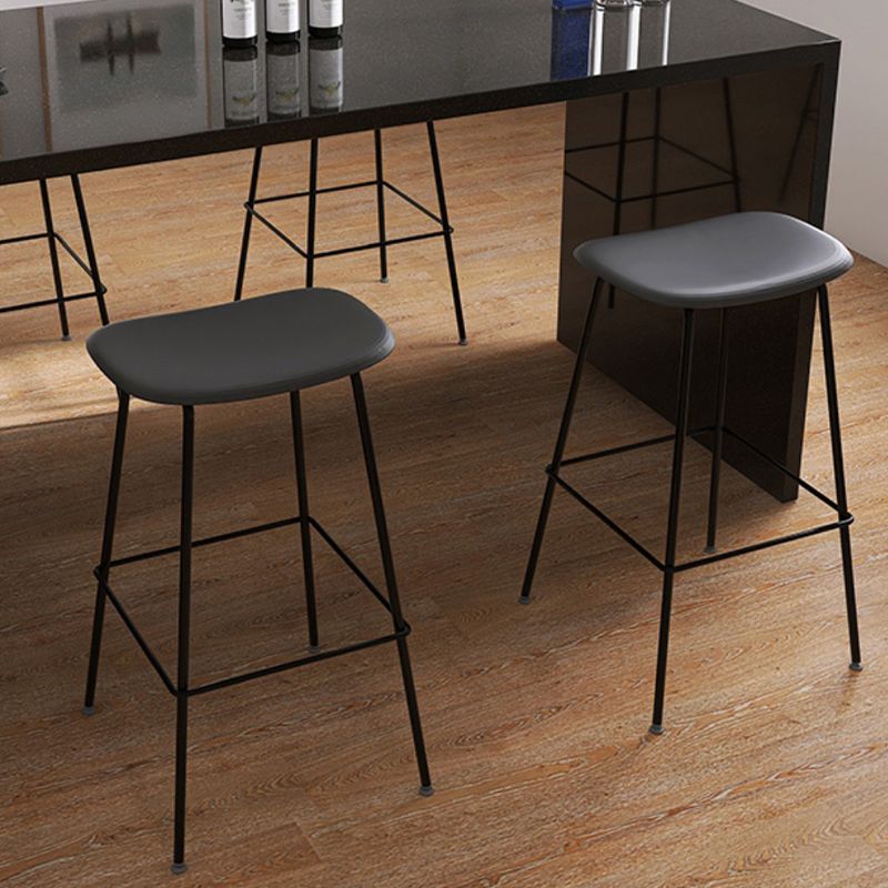 Contemporary Contoured Seat Armless Bar Stools with Metal Legs