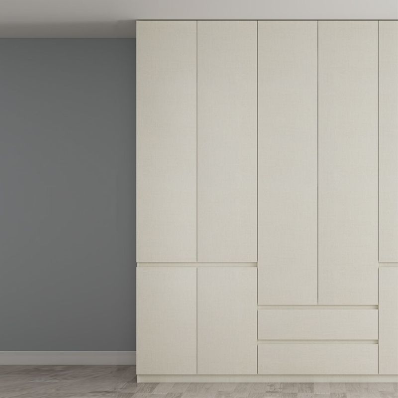 Wood Wardrobe Cabinet with Shelves Hinged Wardrobe Armoire for Home