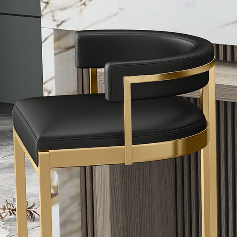 Glam Jewelry Shop Footrest Stool Matte Finish PU Leather Barstool