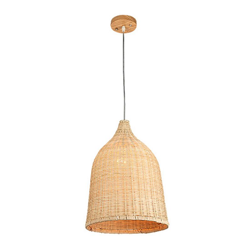 Rattan Shape Hanging Light Modern Minimalist Pendent Lighting Fixture for Dining Room