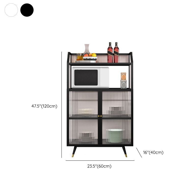 Glass Doors Curio Cabinet Metal Contemporary Display Stand with Doors