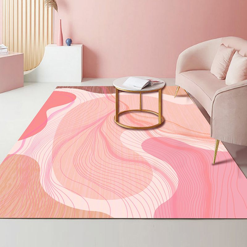 Tapis de couleur rose en Polyester, style nordique, résistant aux taches, pour la décoration de la maison