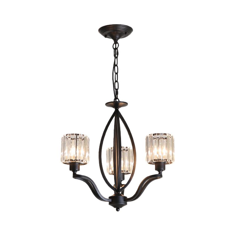 Black Cylinder plafonnier luminaire de style Crystal Simple Crystal Block 3/6/8 Lumières Light Chandelier Light