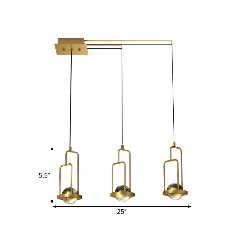 LED a sfera postmoderna Light a base di cristallo a 3 luci a sospensione Light Pendulum in oro