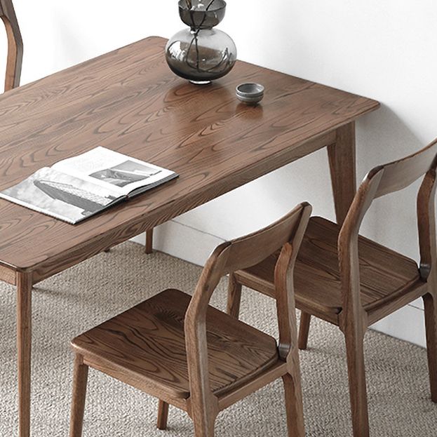 Contemporary Style 1/3/4/5 Pieces Furniture Rectangle Solid Wood Dining Table Set for Home