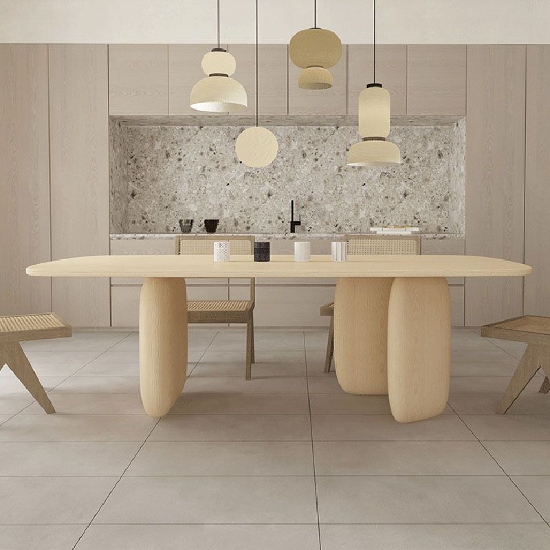 Modern Solid Wood Table for Restaurant Rectangle Dining Table with 3 Legs