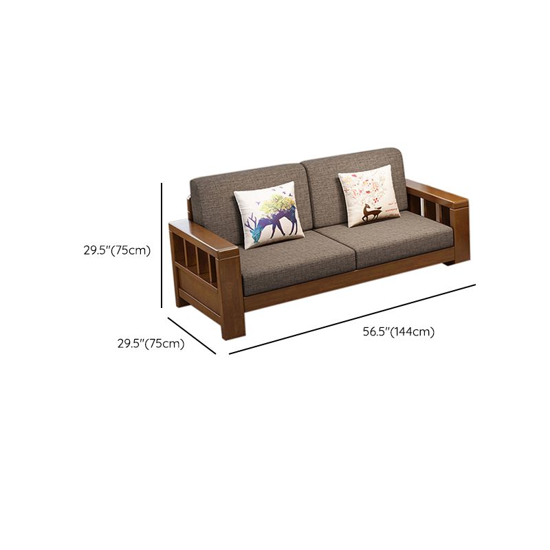 Rubberwood Contemporary Slipcovered Square Arm Sofa for Living Room
