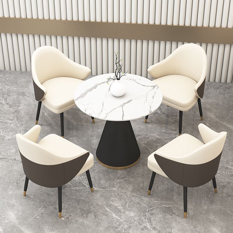 Glam Dinette Set for Dining Room 1/2/5 Pieces Glossy White Dining Table Set