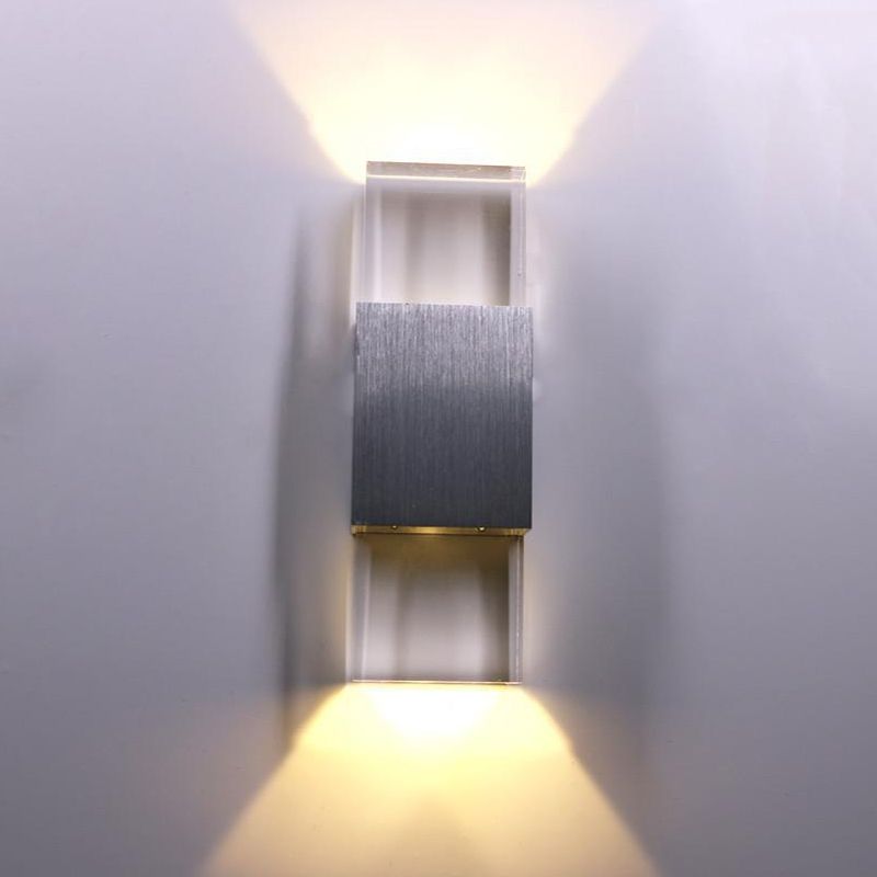 Rectangle Shape Wall Lamp Modern Style Metal 2 Lights Wall Light in Clear