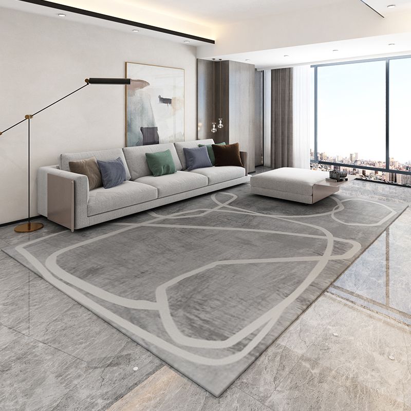 Geometría informal alfombra de poliéster de alfombra de alfombra estampada alfombra resistente a las manchas para la decoración del hogar