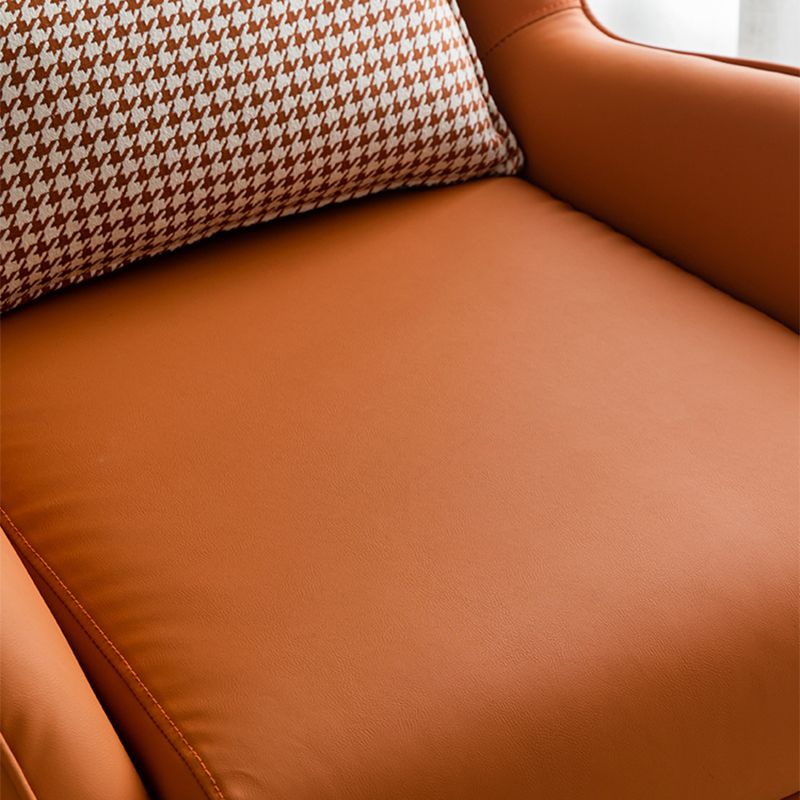 Modern Style Leather Armrest Fixed Back Upholstered Arm Chair