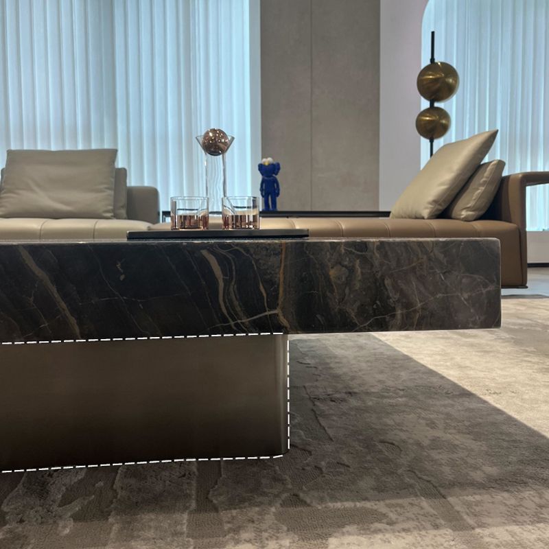 11"H Contemporary Coffee Table Black Slate Coffee Cocktail Table