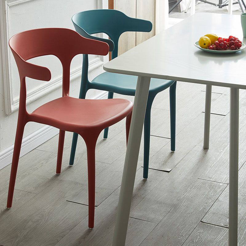 Silla de comedor de plástico escandinavo, sillón de cocina, silla con respaldo abierto