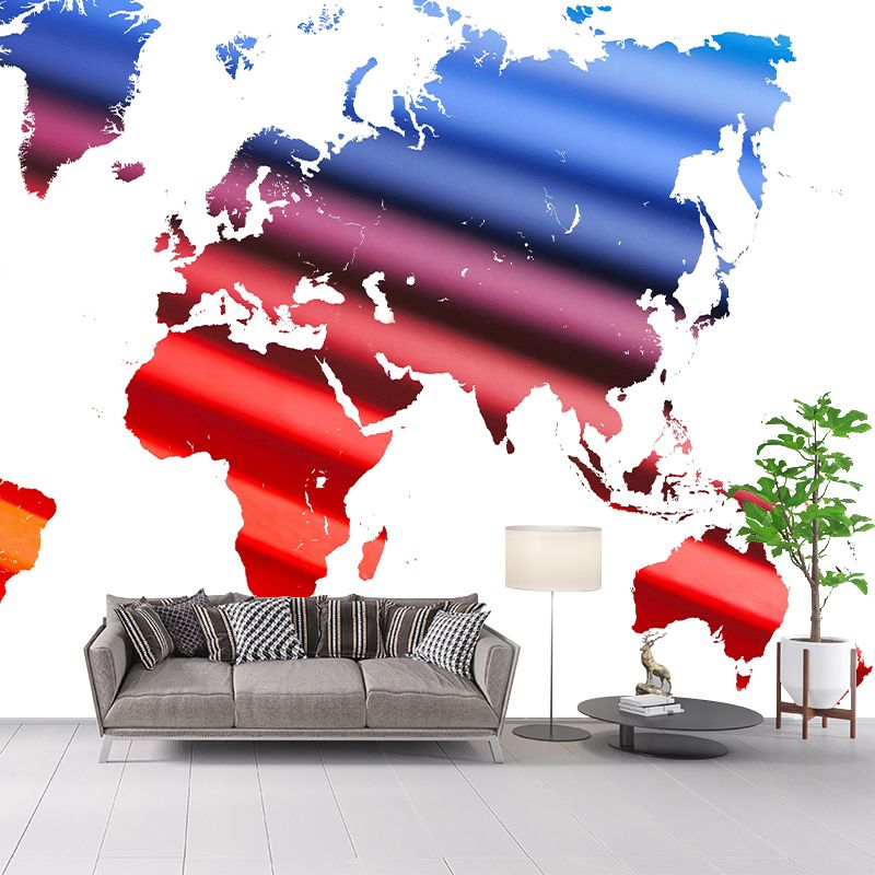 Illustration World Map Mural Contemporary Decorative Wall Murals for Bedrooms