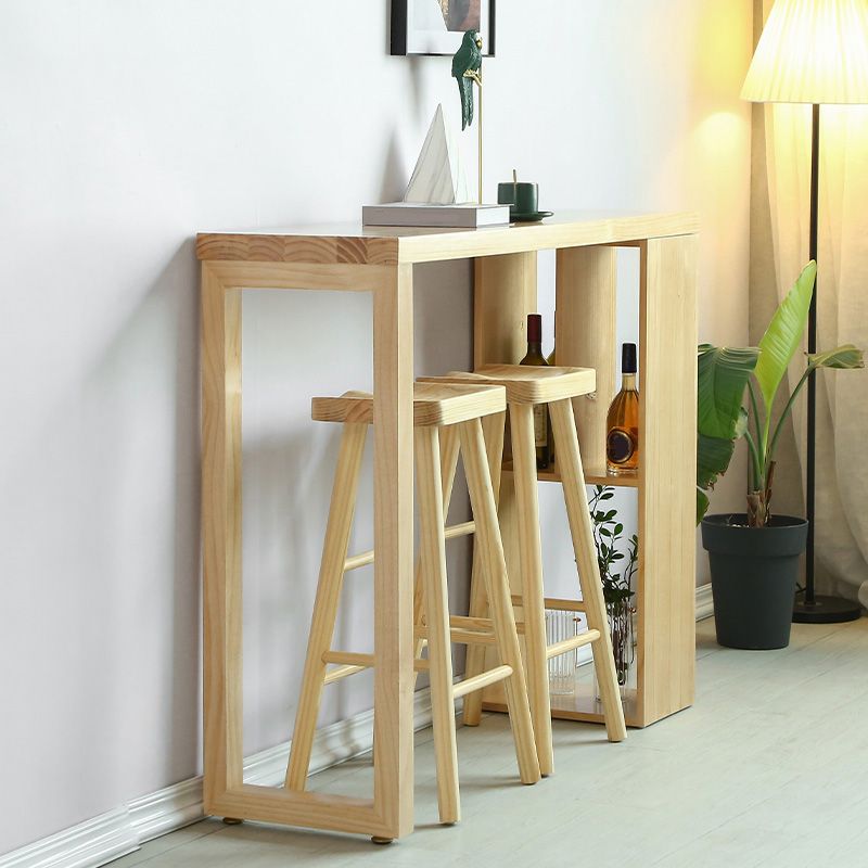 Modern Pine Solid Wood Bar Height Table Rectangle Bar Table for Living Room
