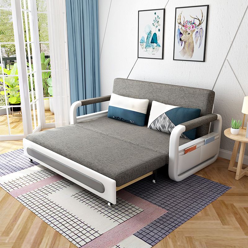 33.46" H Contemporary Cotton Blend Square Arm Sofa Bed for Living Room