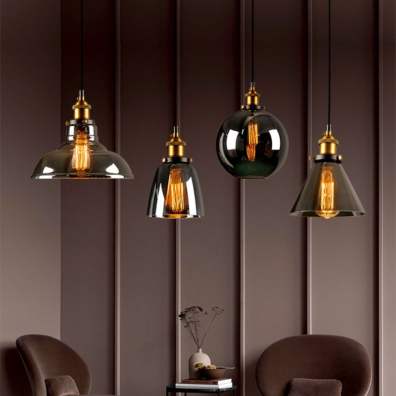 1 leichte Anhänger leichte Vintage Industrial Minimalist Glass Schatten Esszimmer Hängende Lampe