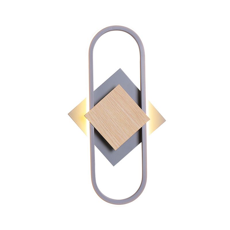 Nordic 2 Layers Round/Square Sconce Light Iron Bedroom LED Wall Mount Lamp with Elliptical Frame, Warm/White Light