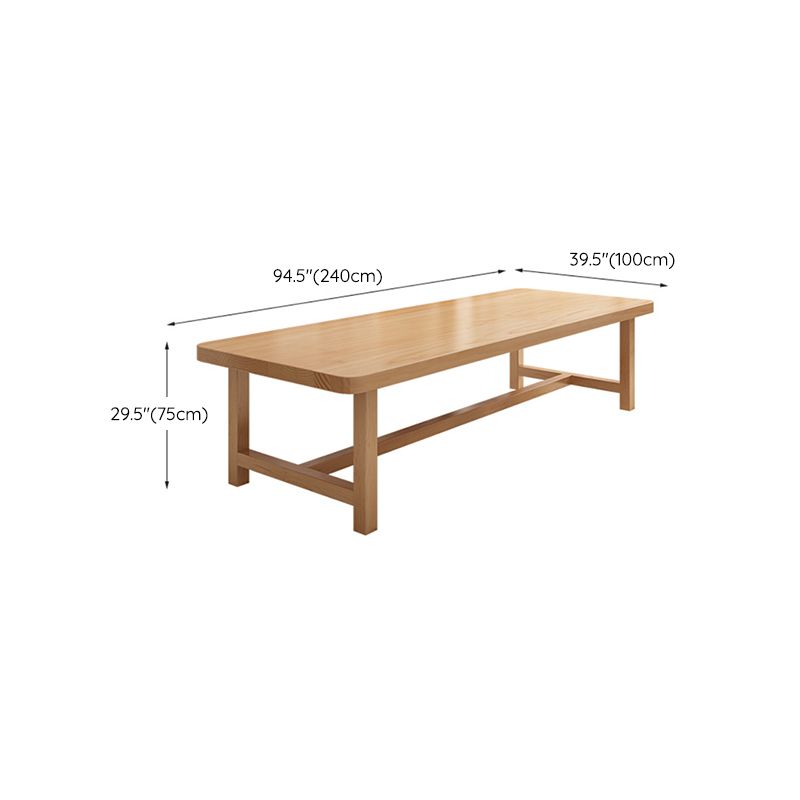 Rectangle Trestle Dining Table Modern Pine Wood Table for Living Room