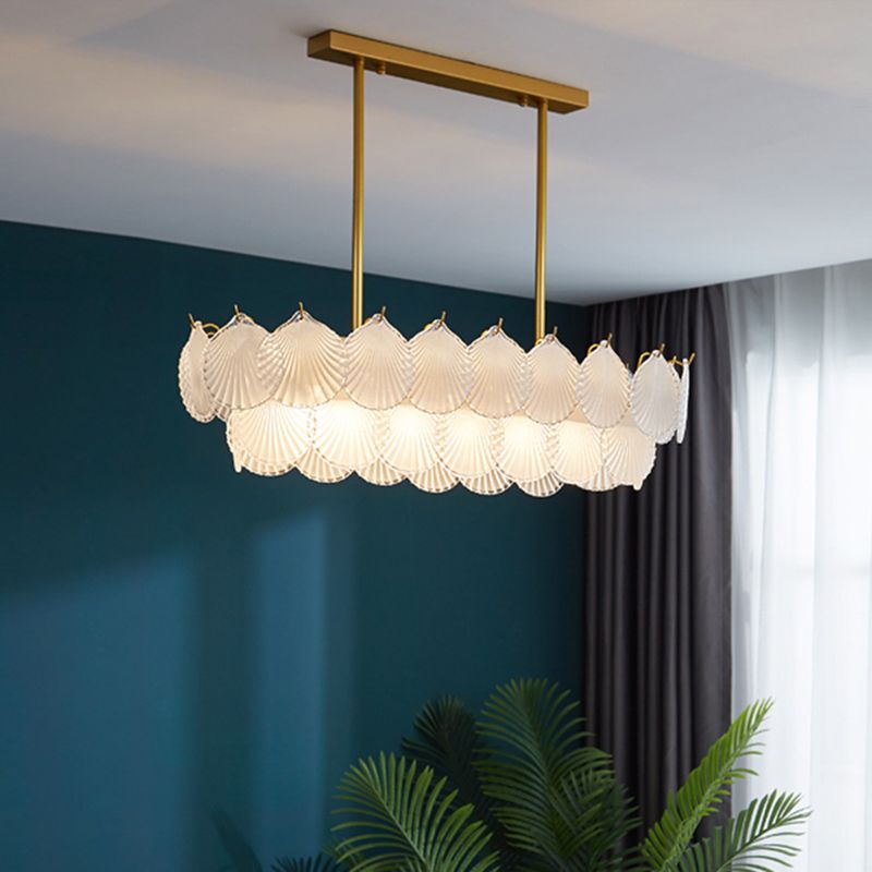 Vidrio 6 luces Modernas luces de la isla Luz de colmillo de oro