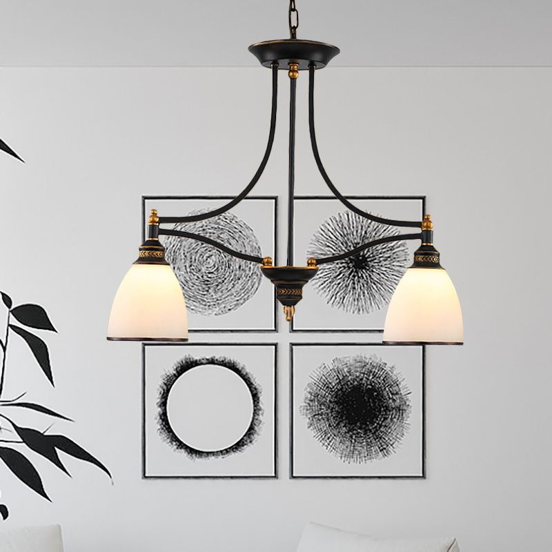 Canna in vetro bianco forma isola Light Light tradizionale 2 luci sala da pranzo lampada appesa in nero