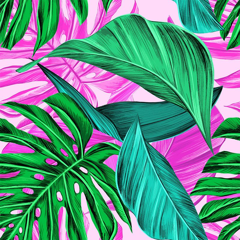 Eco-friendly Wall Mural Wallpaper Illustration Tropical Plants Sitting Room Wall Mural