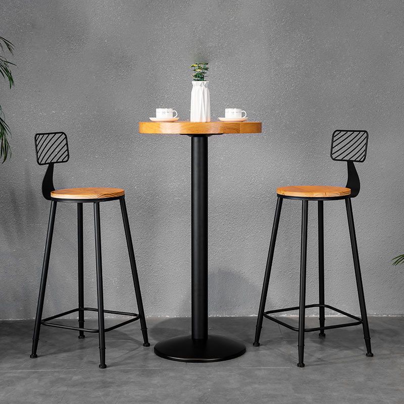 Industrial Style 1/2/3 Pieces Solid Wood Bar Table Set Round Counter Set