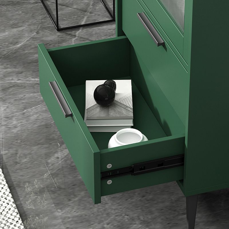 Modern Wooden Accent Cabinet with Glass 1-Door and 2 Drawers