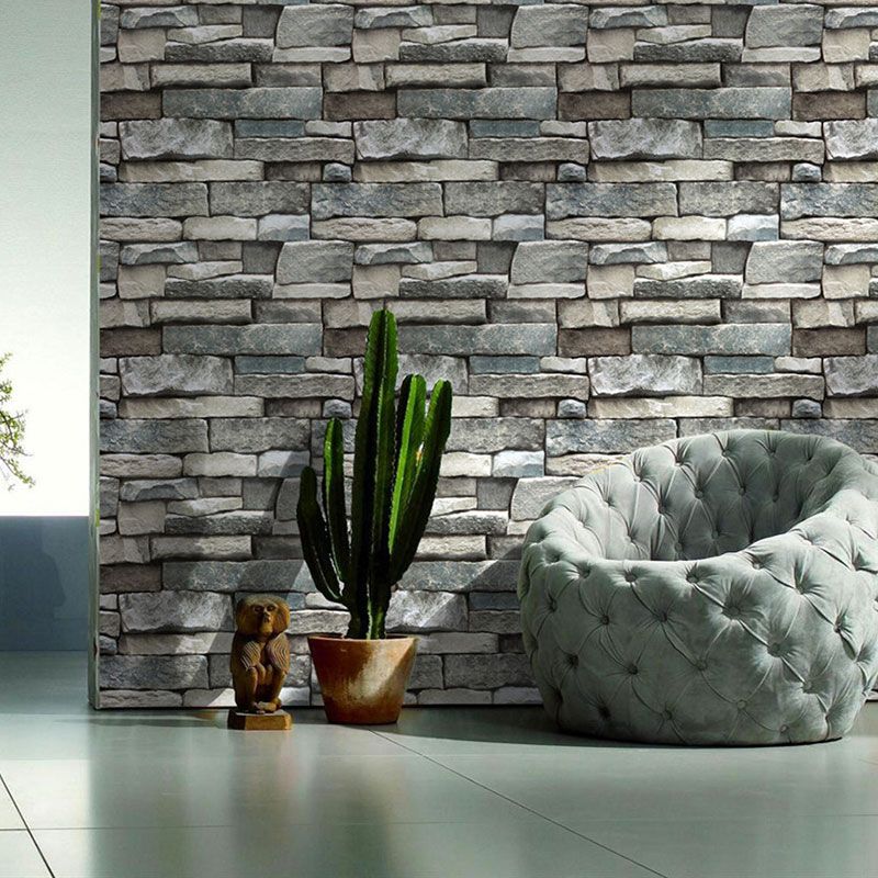 Vinyl Rock and Brick Wallpaper 17.5-inch x 19.5-foot Industrial Retro Removable Irregular Wall Decor