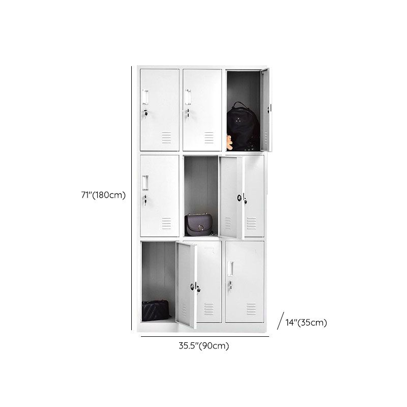 Modern Grey Cabinet with Hinged Doors Metal Storage Cabinet for Bathroom