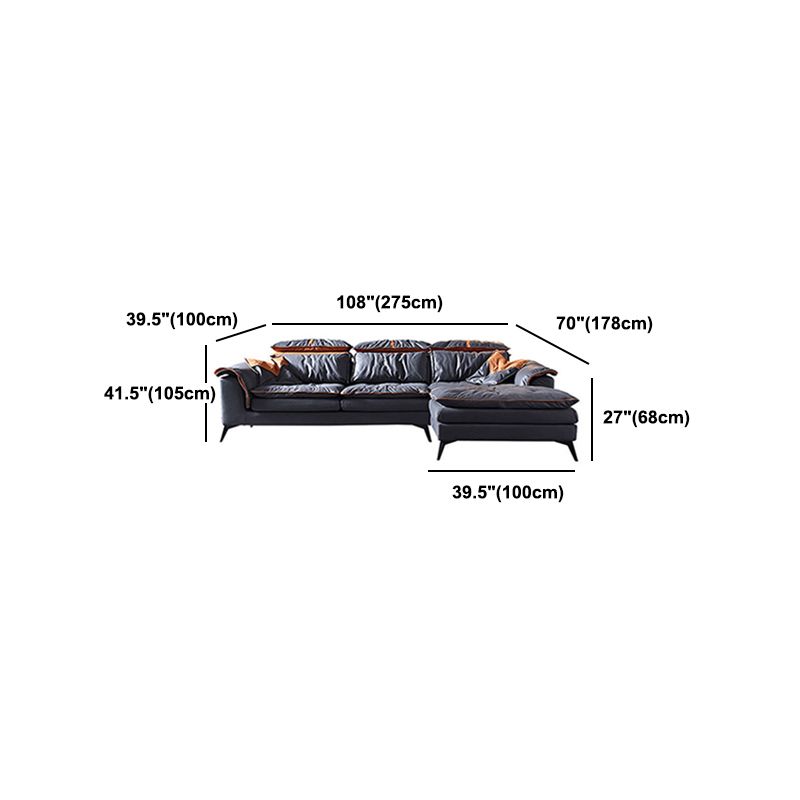 Grey Modern Tufted Sofa & Chaise Stain Resistant Sectional  41.33" H